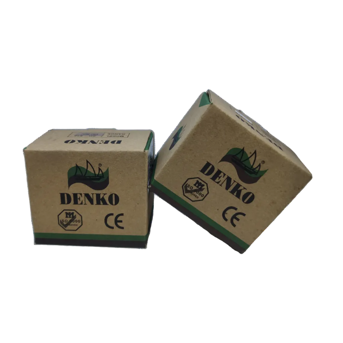 Denko DC volt panel meter packaging featuring the Denko logo and CE certification