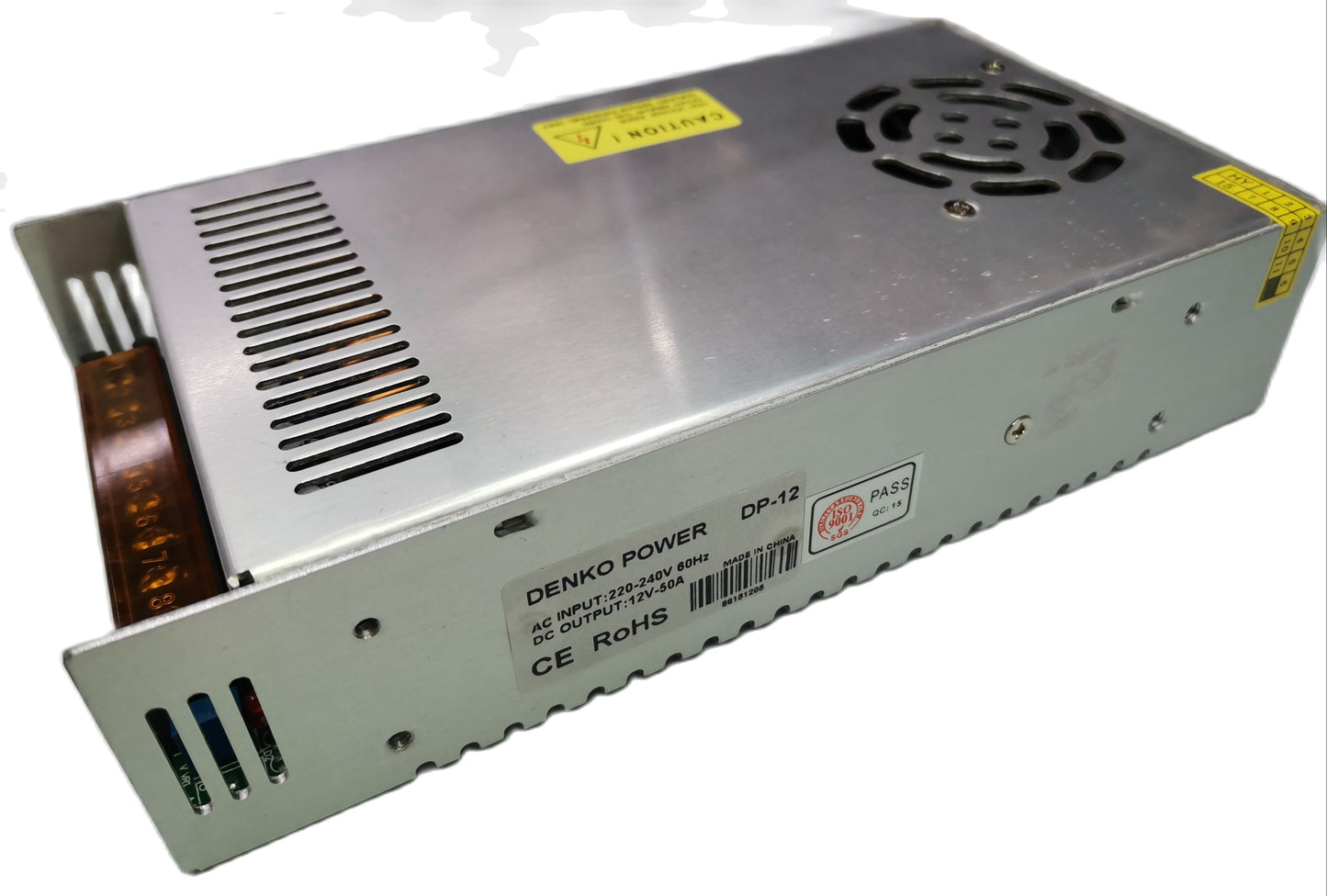 ZwitseRise Power Supply 12V 50A metal case with ventilation and cooling fan for door chimes and bells