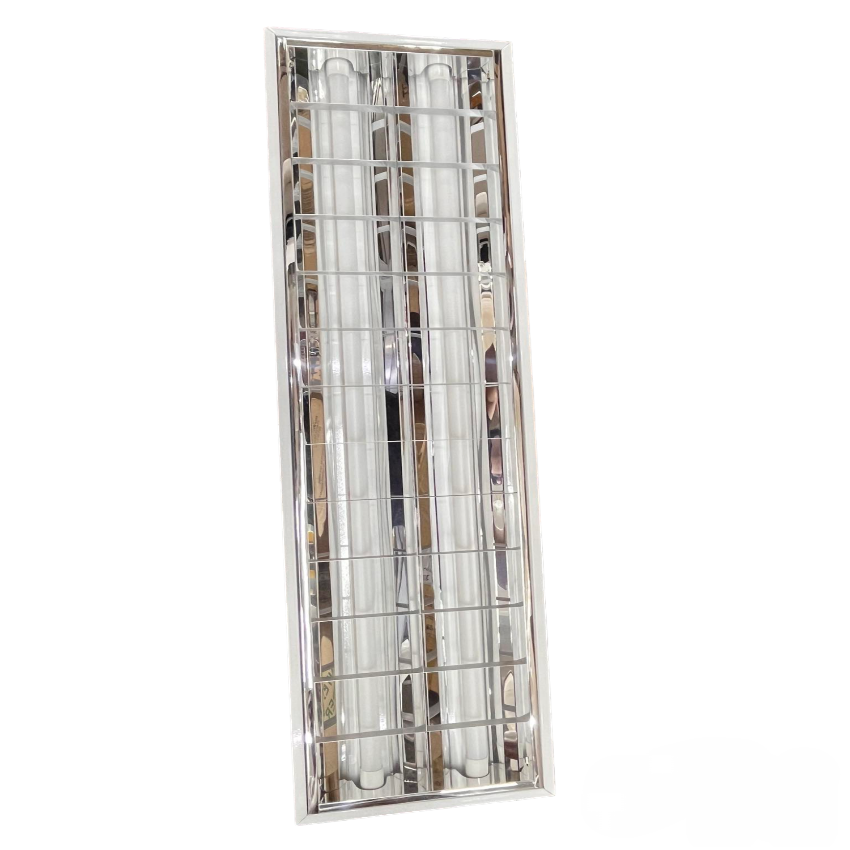 Denko T8 2x18W LED fluorescent tube in metallic fixture for bright, energy-efficient lighting
