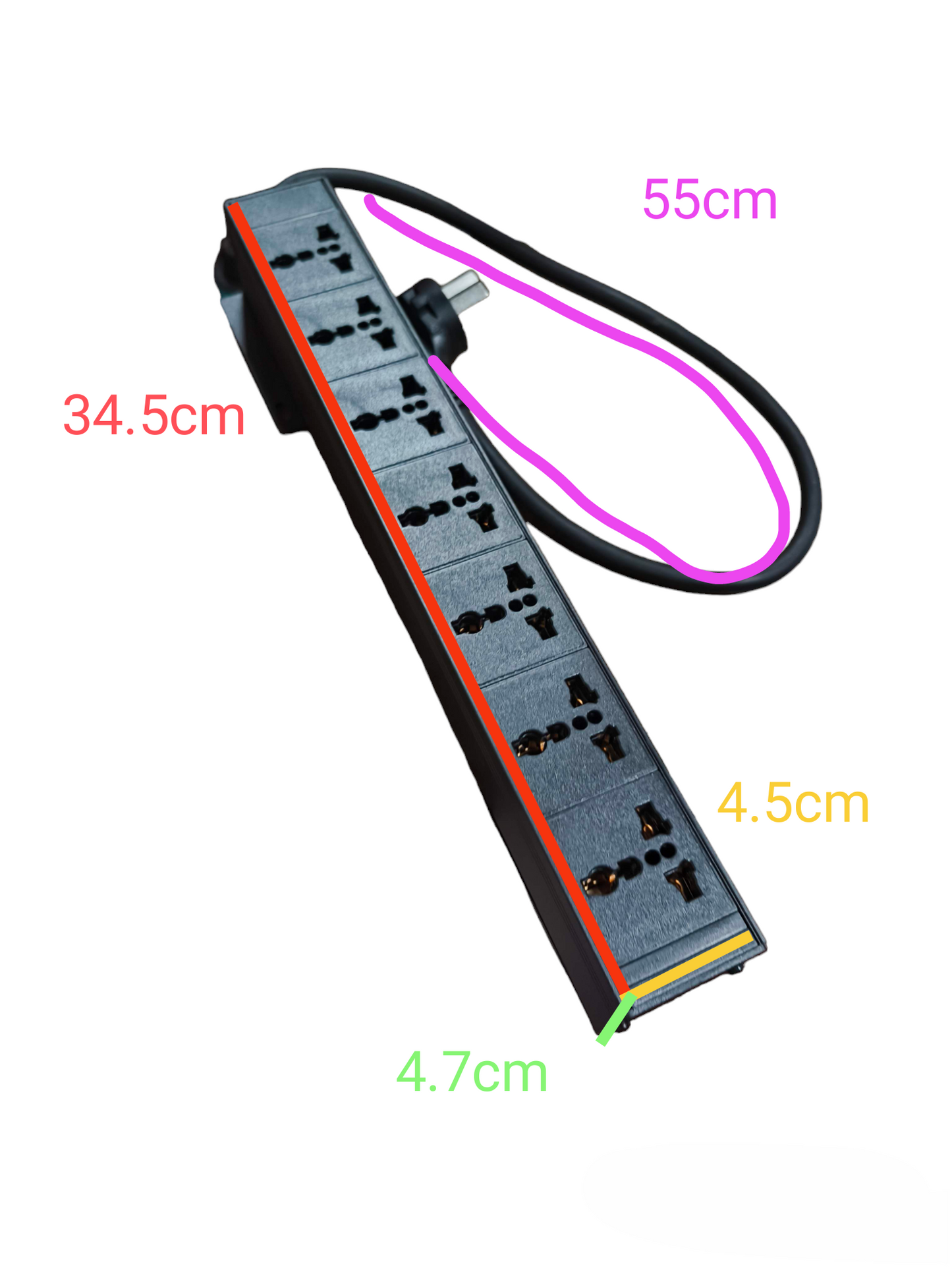 Grippes 7 Gang Power Distribution Unit 10A 250V 2500W, 7 Ways PDU