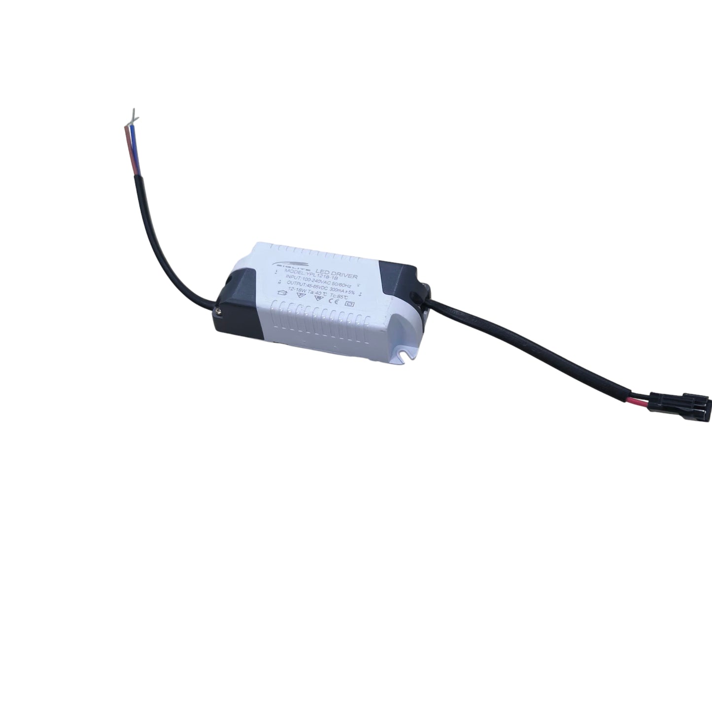 Biglite LED Driver Input 100-240V Output 45-65VDC white rectangular driver with input and output cables