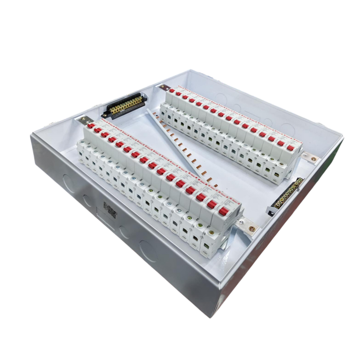 1Pole Miniature 32 Ways Distribution Box by Himel and ZY with multiple circuit breakers in white casing