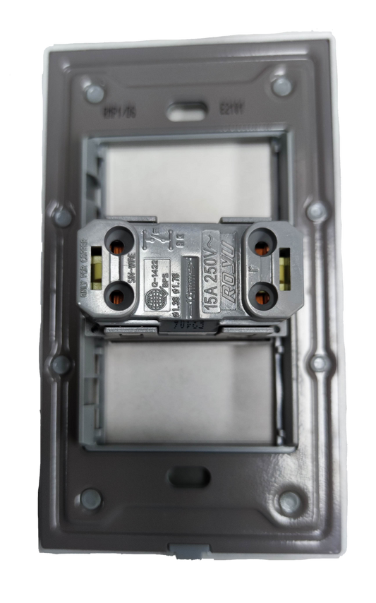 Royu Door Bell Switch with Plate 15A 250V metal switch component on gray plastic plate