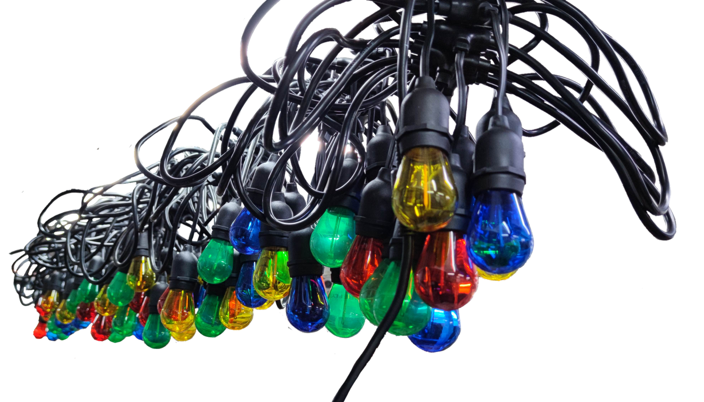 Biglite E27 1W assorted color string lights with multicolor bulbs for seasonal and decorative use