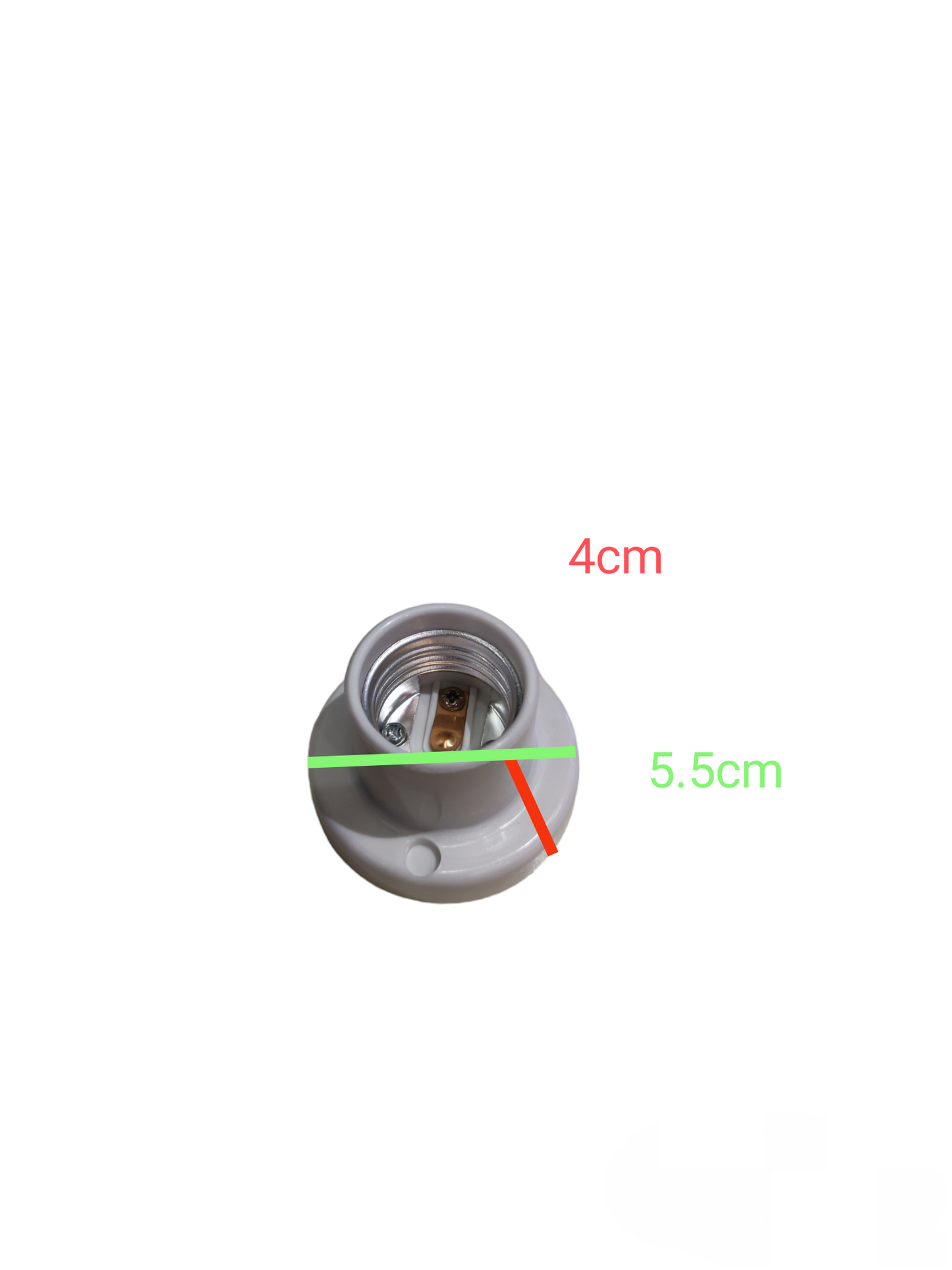 E27 lamp socket for 2x2 PVC lighting installation accessory from Electx Electrical Supply with size measurements
