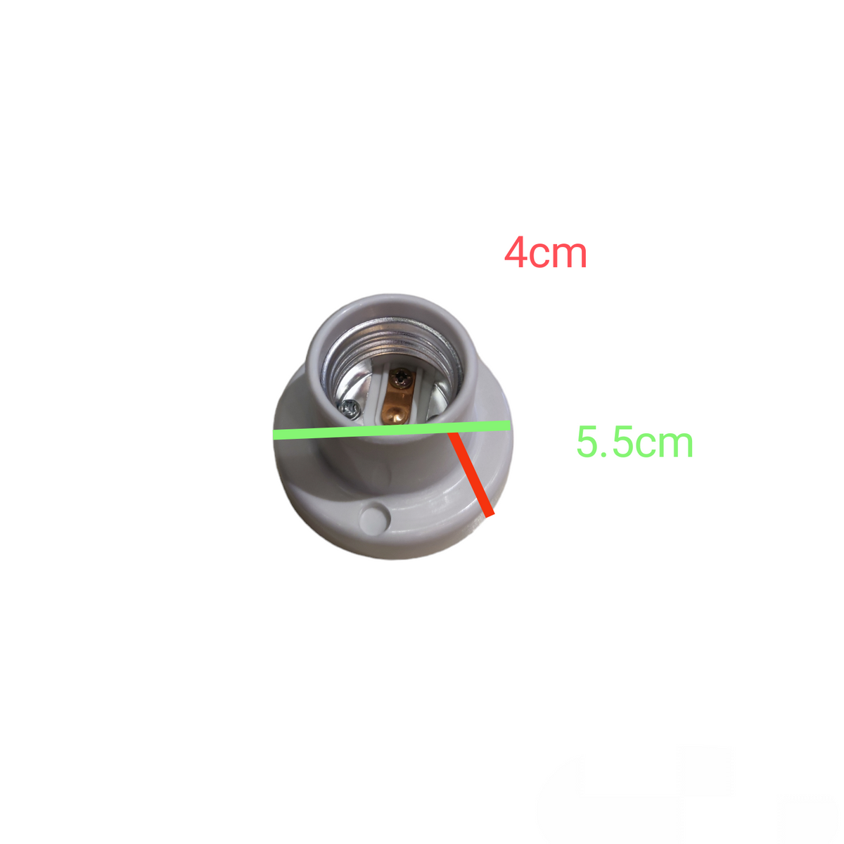 E27 lamp socket for 2x2 PVC lighting installation accessory from Electx Electrical Supply with size measurements