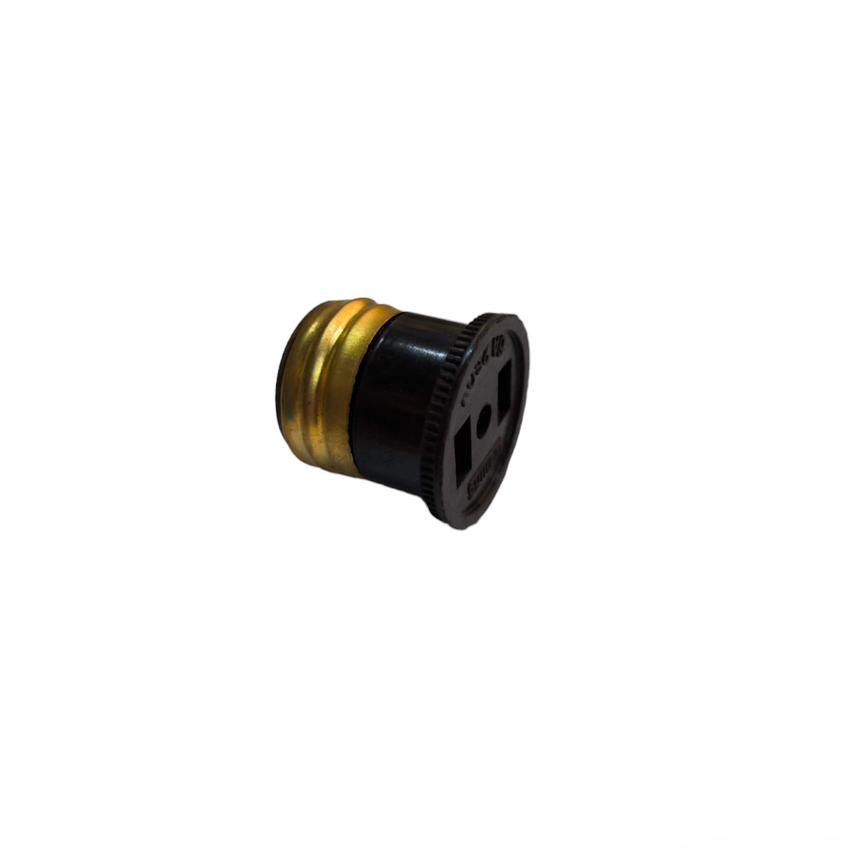 Welling E27 to flat pin adapter 250V with black and brass finish for electrical connections