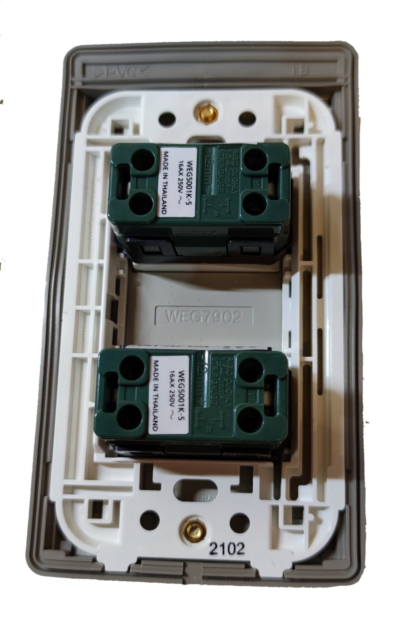 Panasonic 2 Gang Switch with Weatherproof Plate Cover, 2 Gang 1 Way Switch Wide Series with Weatherproof Cover, 2 Gang Switch with Weatherproof Plate Cover WEG5001K-5 / WEG7902