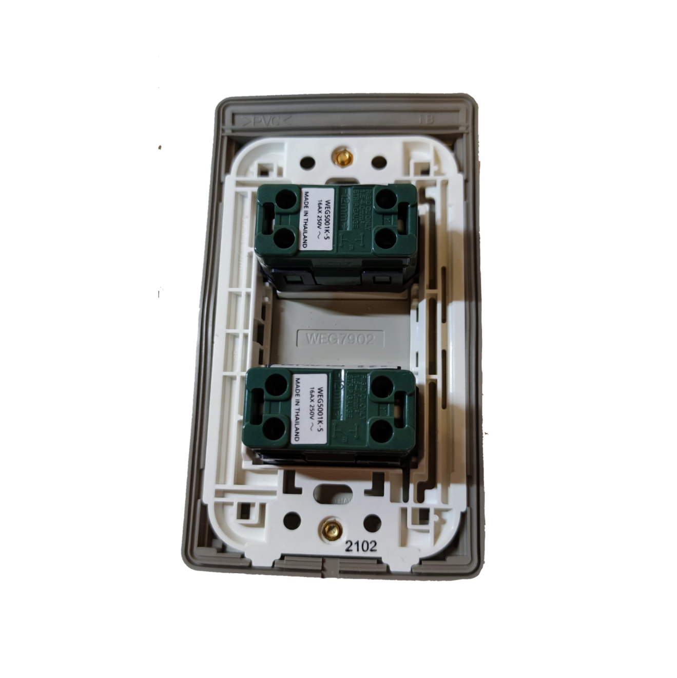 Panasonic 2 Gang Switch with Weatherproof Plate Cover, 2 Gang 1 Way Switch Wide Series with Weatherproof Cover, 2 Gang Switch with Weatherproof Plate Cover WEG5001K-5 / WEG7902