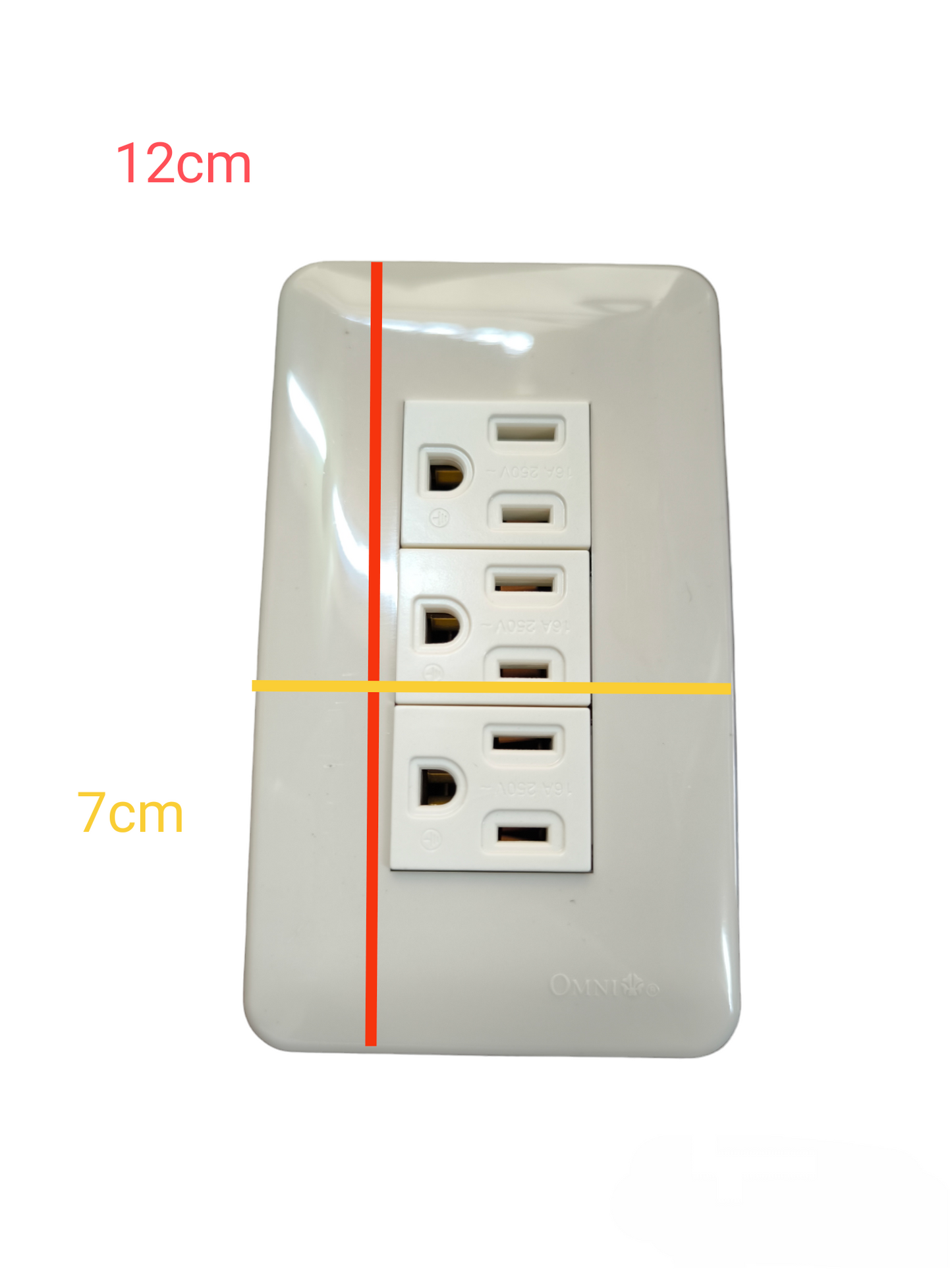 Omni 3 Gang Flat Pin Outlet with Ground with Plate WEP-103+(WEG-203x3)
