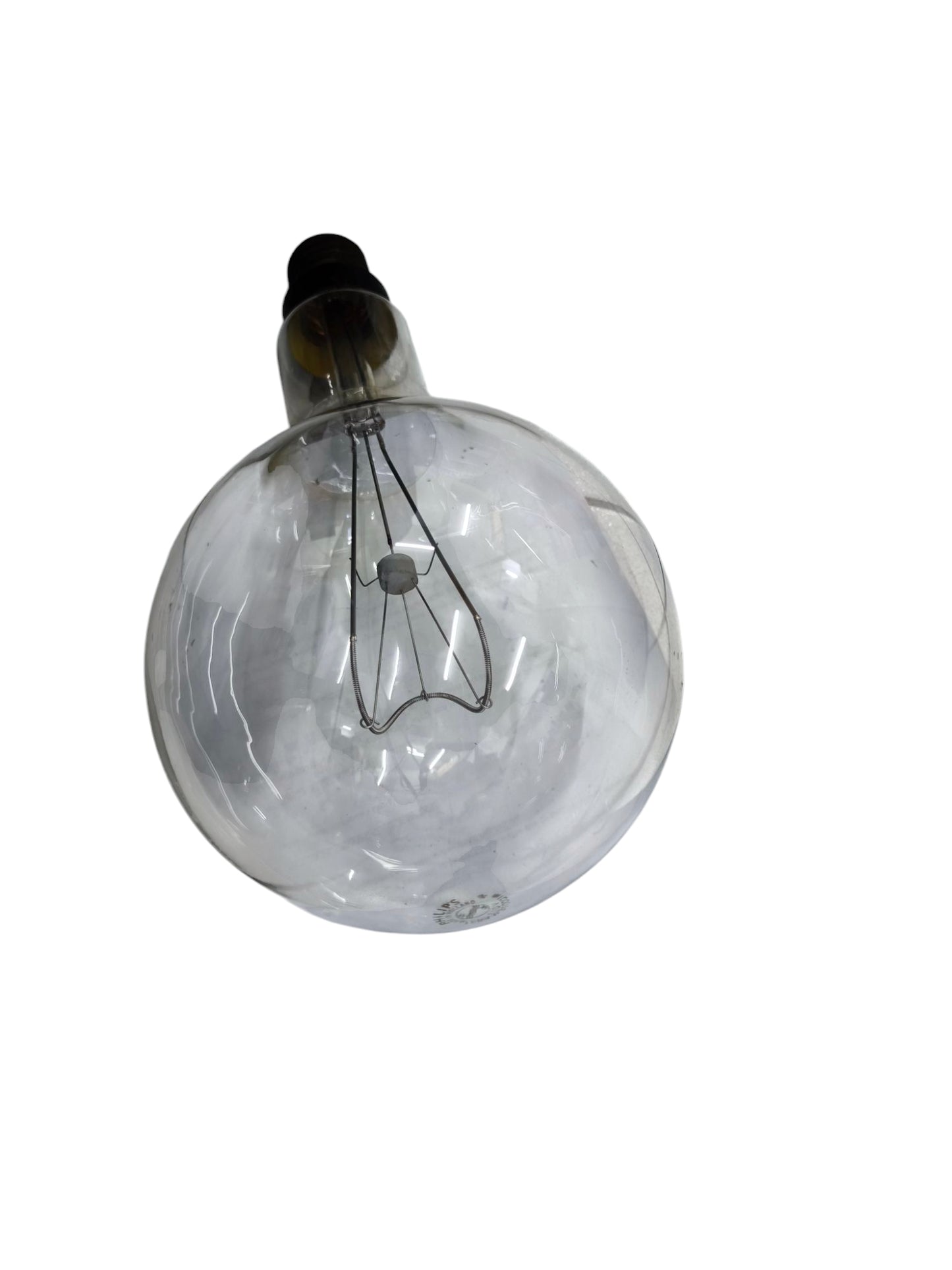 Philips E40 base non-lightable incandescent clear bulb showing filament inside