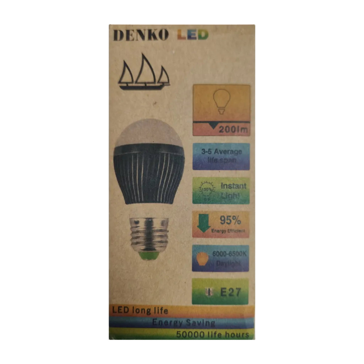LED Bulb 12V DC 7W E27 Daylight ( Aluminum Heat Sink, needs Battery to light up)
