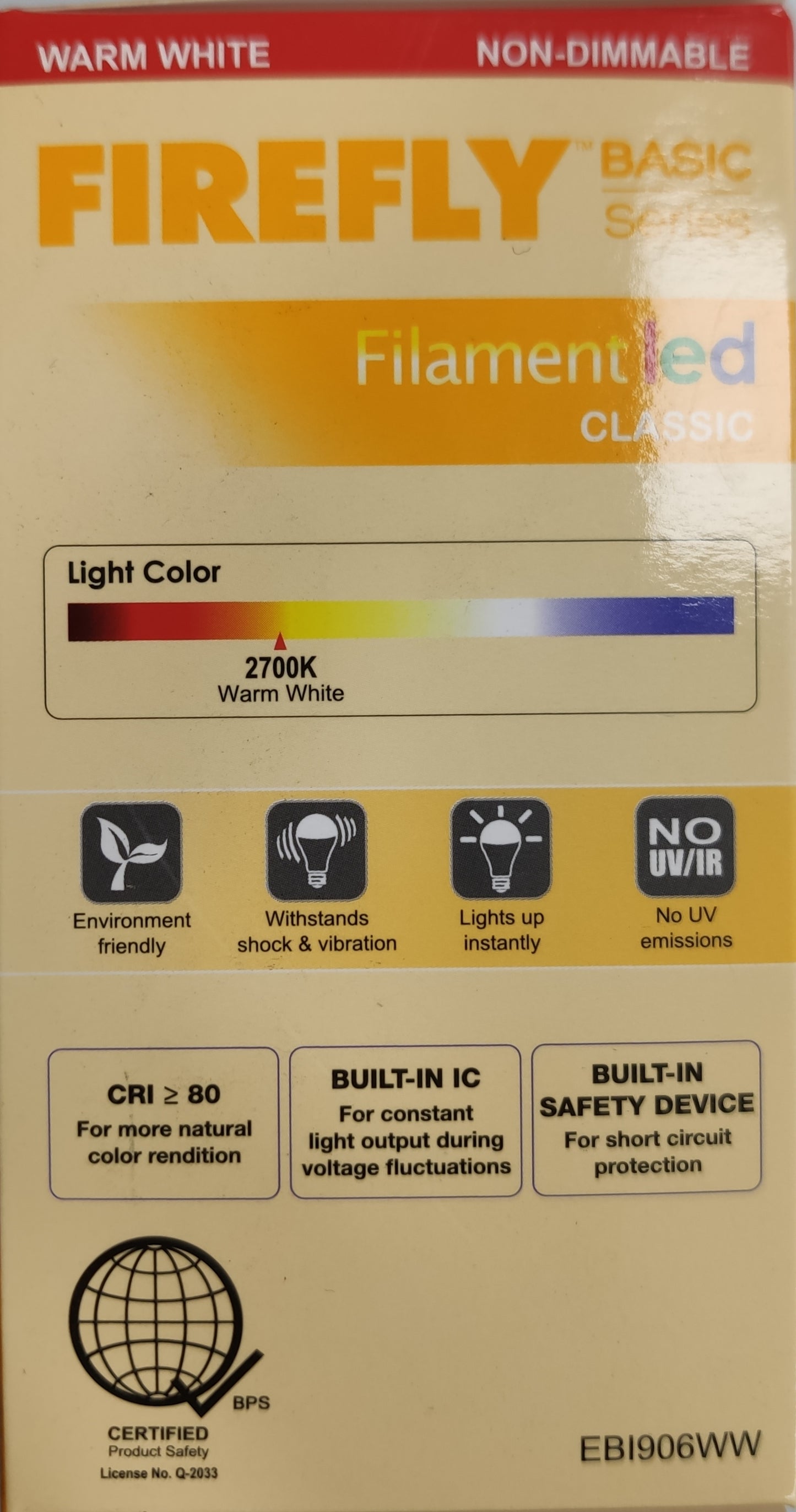 Firefly LED Filament Bulb Warm White 6W E27 220V , 6W LED Bulb A60