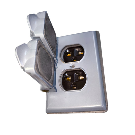 Eagle 15A 250V outdoor electrical socket dual weatherproof metal outlet with hinged protective covers