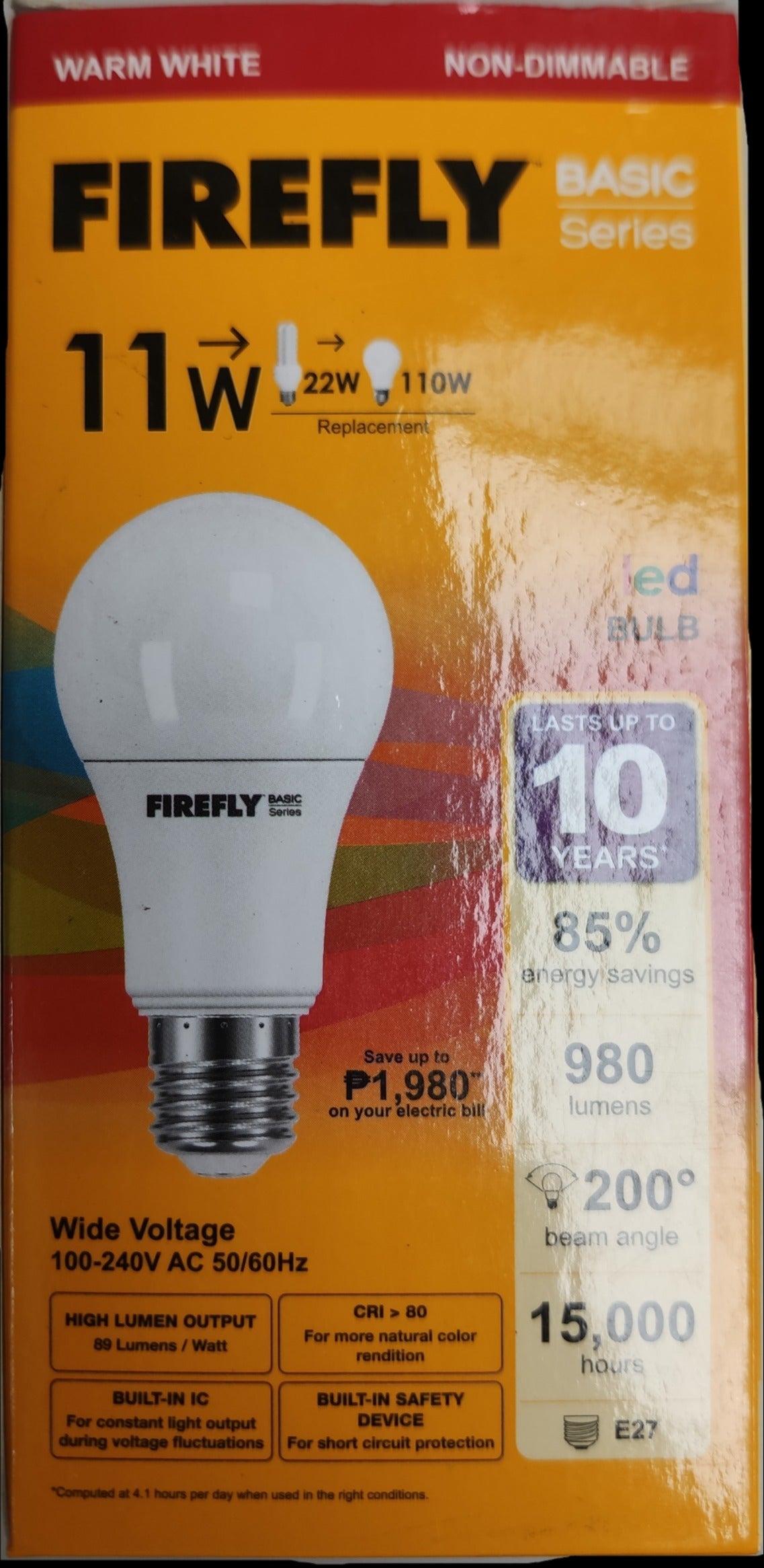 Firefly 11W LED Bulb E27 220V Warm White