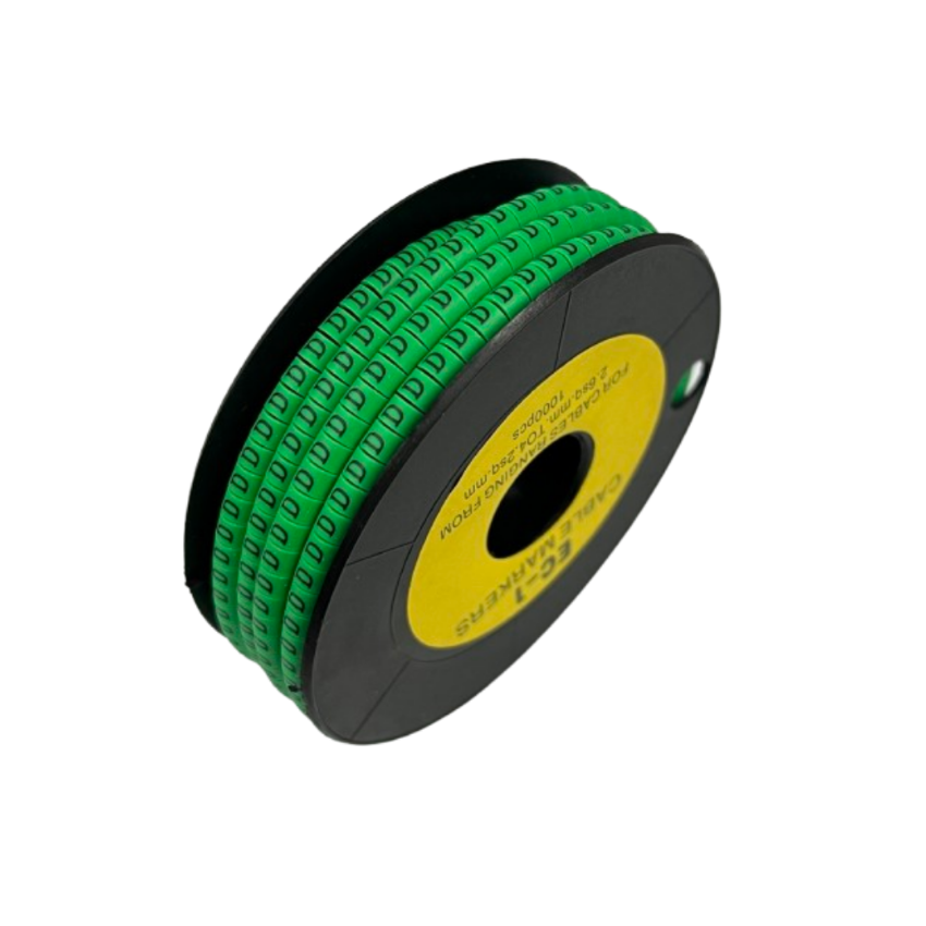Grippes EC-1 cable identification markers in green on a spool for efficient cable management