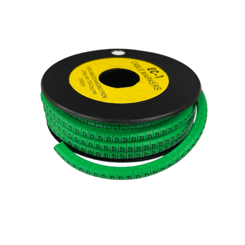 Grippes EC-1 cable identification markers on a spool for organized cable management