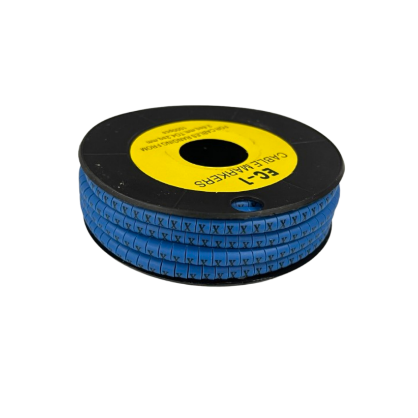 Grippes Cable Marker Blue - X on a spool for organizing and labeling cables easily