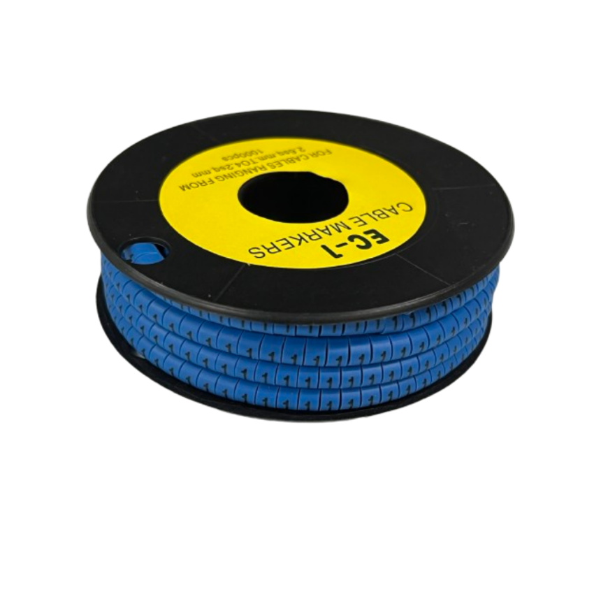 Spool of blue numbered cable markers Cable Marker Blue 1 for wire identification and neat cable management