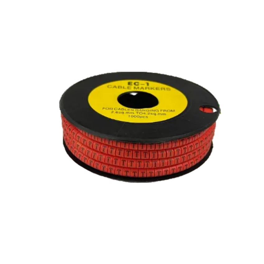 Grippes T Marker Red 2.6mm to 4.2mm 1000pcs cable management markers on black spool