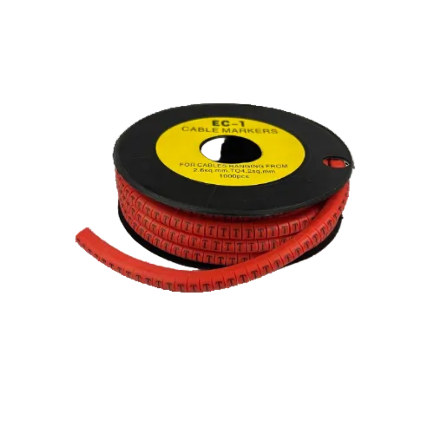 Grippes T Marker Red 2.6mm to 4.2mm 1000pcs cable management markers on a spool for organizing cables