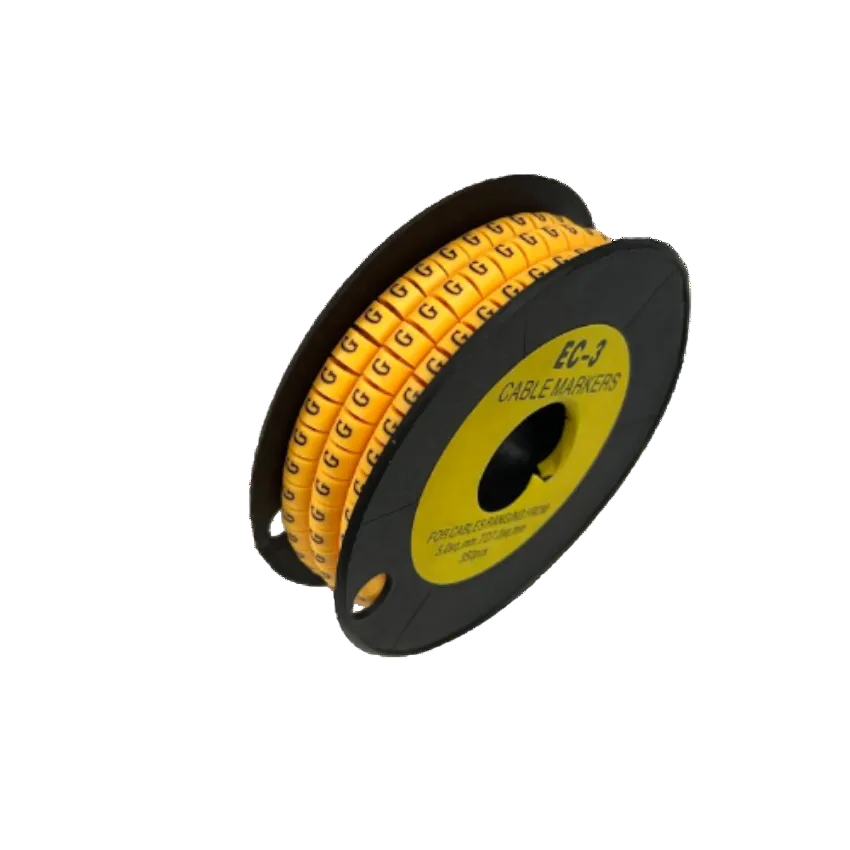 Grippes Cable Marker G - Yellow spool of adhesive cable markers on black reel for wire identification