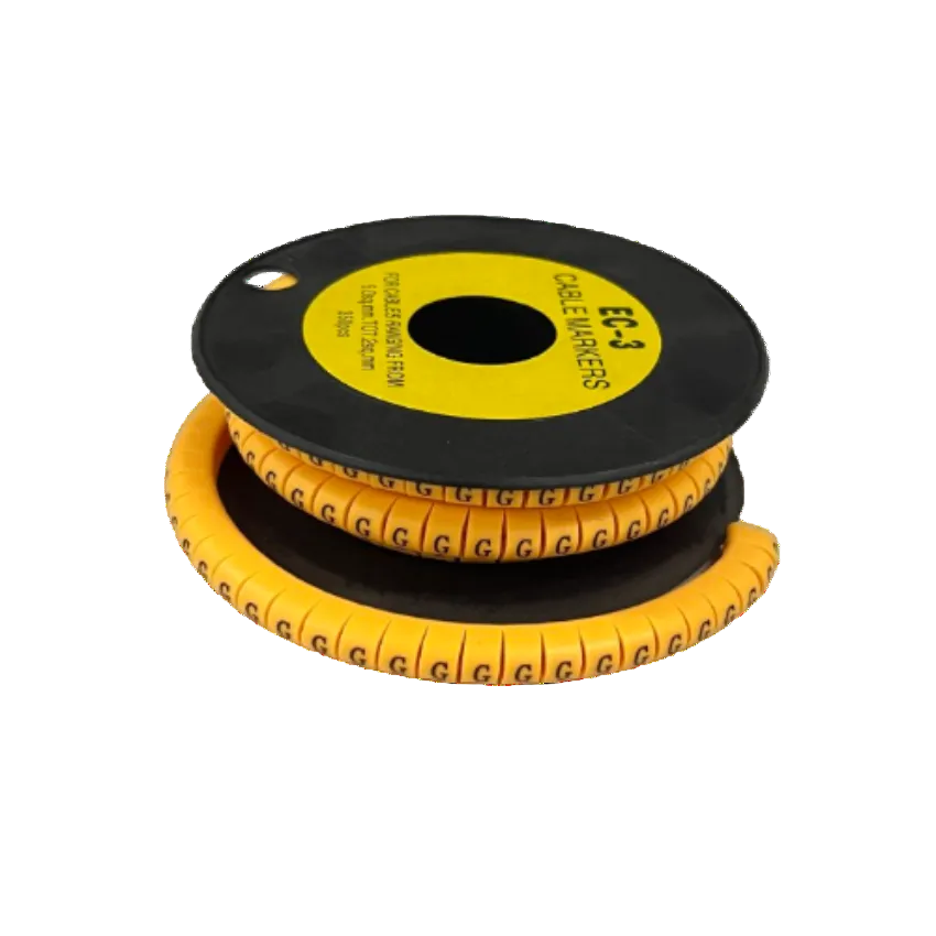 Grippes Cable Marker G - Yellow spool of flexible cable labels with repeated G markers for wire identification