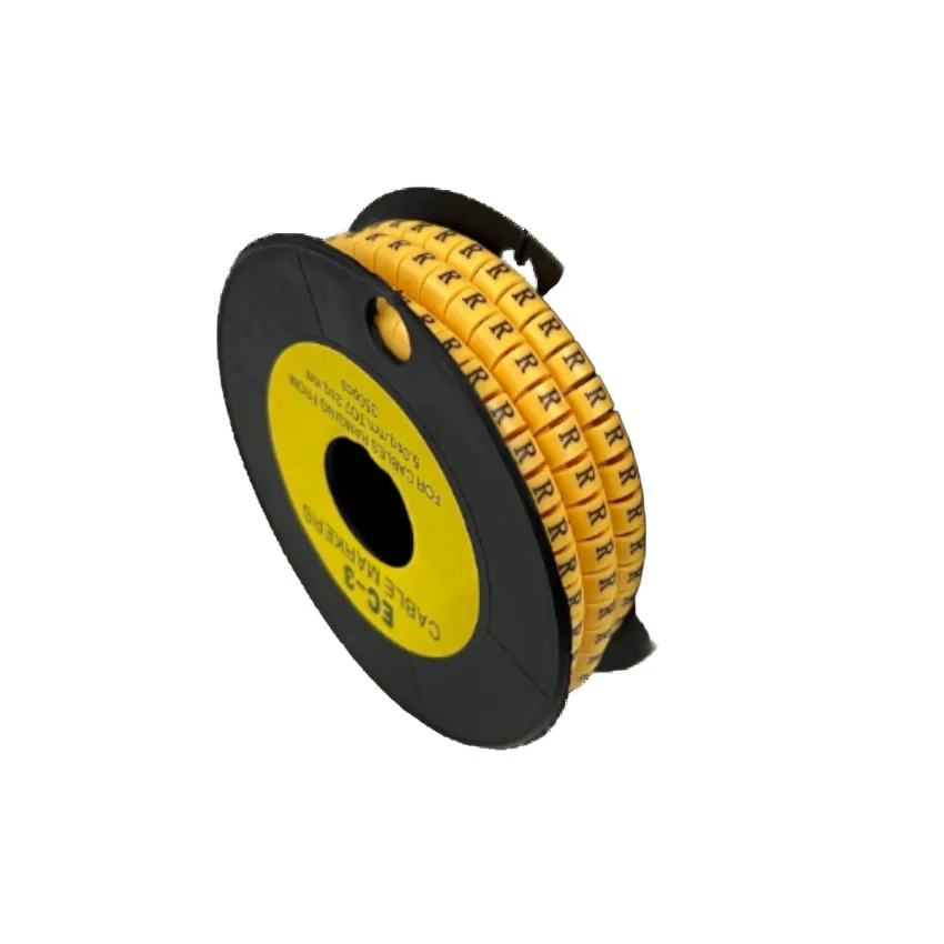 Grippes Cable Marker R - Yellow spool of ringed cable markers with R labels for wiring organization