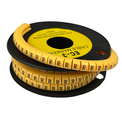 Grippes Cable Management spool of Cable Marker R - Yellow segments with repeated R for wire identification
