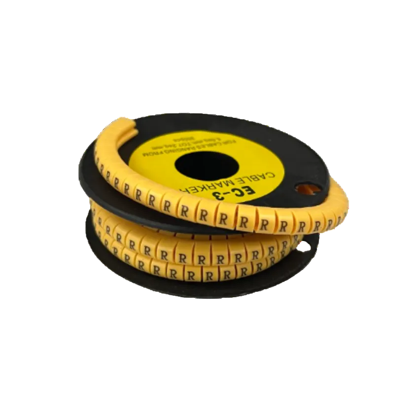 Grippes Cable Management spool of Cable Marker R - Yellow segments with repeated R for wire identification