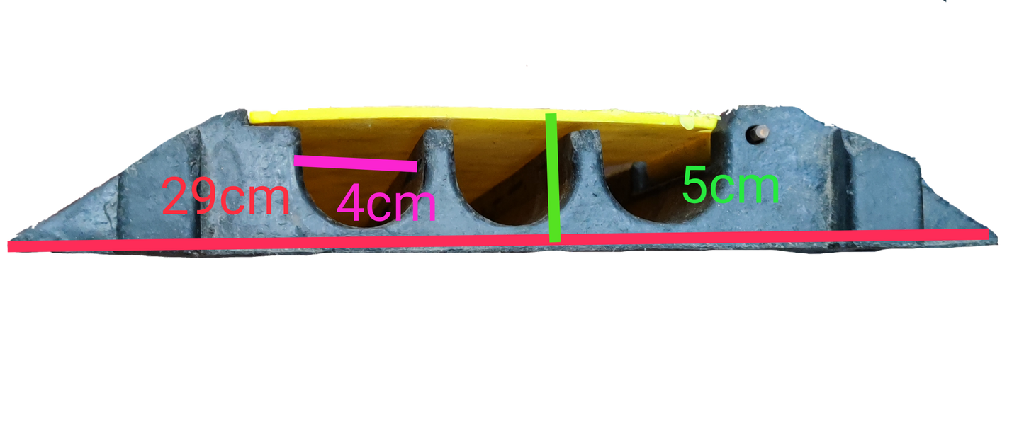 Grippes Ramp Cable Protector 3 Channel, 1 Meter x 29cm x 5cm, Rubber Cable Ramp 3 Channel