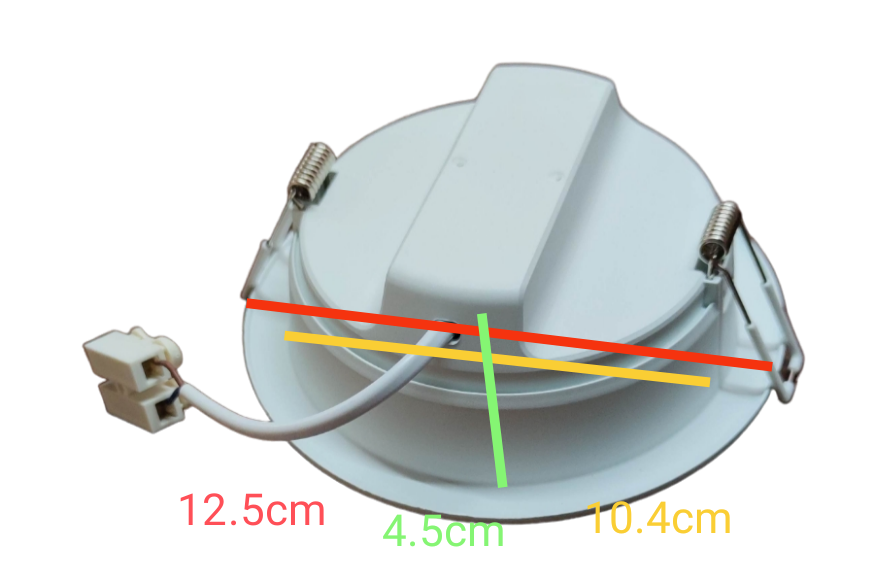 Ecolum white recessed round 6500K LED ceiling light 220V with spring clips and connector cable