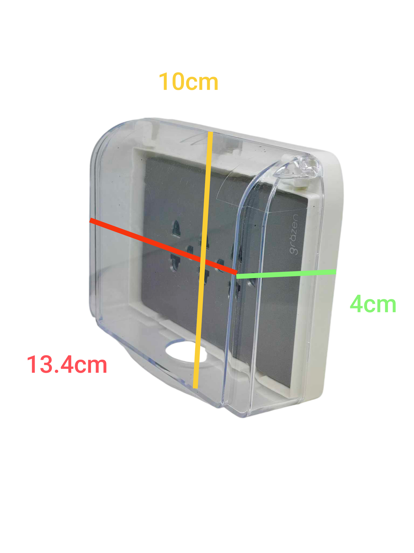 Grazen Weatherproof Plate Cover with 3 Gang Universal Outlet with Ground 16A 220V WC-019-W+GW-011