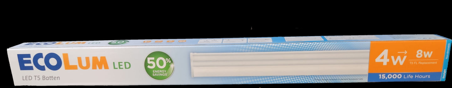 Ecolum 4W T5 LED Fluorescent Fixture 220V Daylight, T5 LED Batten 4W 220V 6500K 31cm length (Copy)