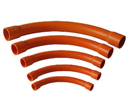 Atlanta orange PVC conduit elbows in varying radii and sizes including 2 Inches PVC Conduit Elbow for electrical runs