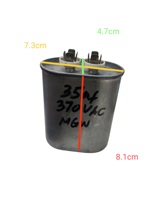 35uF 370V AC capacitor Electric Motors with metal casing and dual terminals for electrical circuitry
