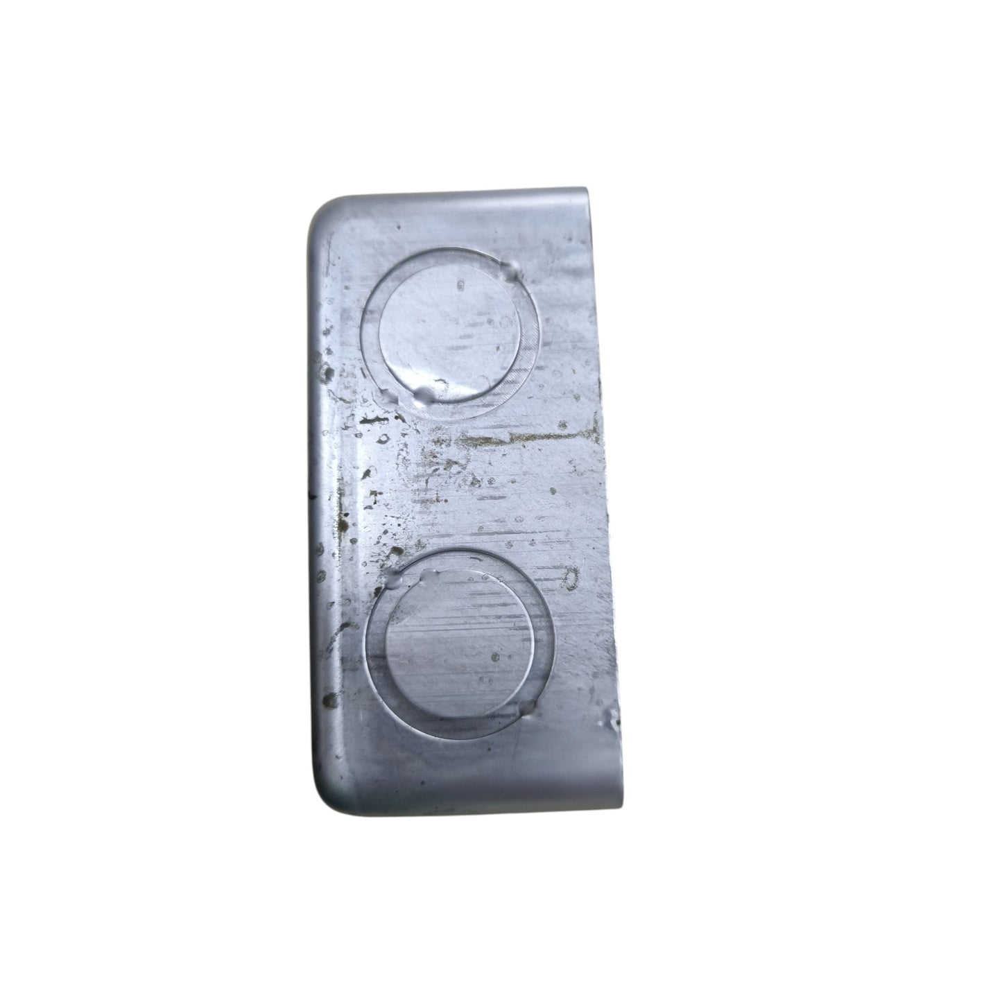 2x4 Metal Utility Box Gauge 16 rectangular steel knockout cover plate with two circular knockouts for wiring