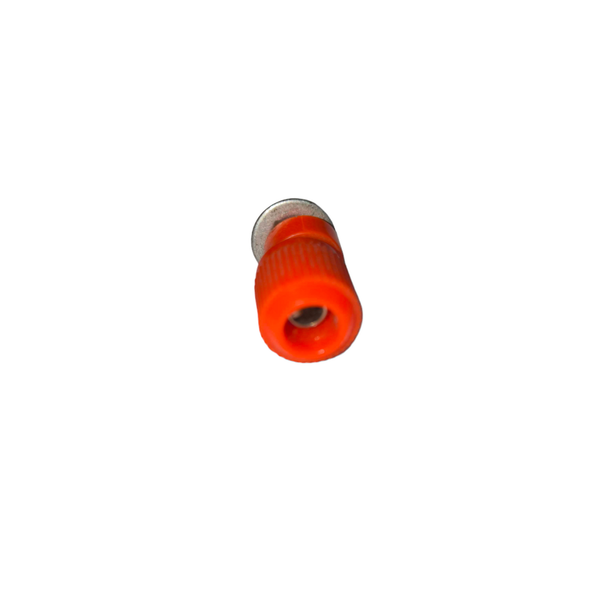 Red electrical binding post for school projects with metal connection and insulated grip