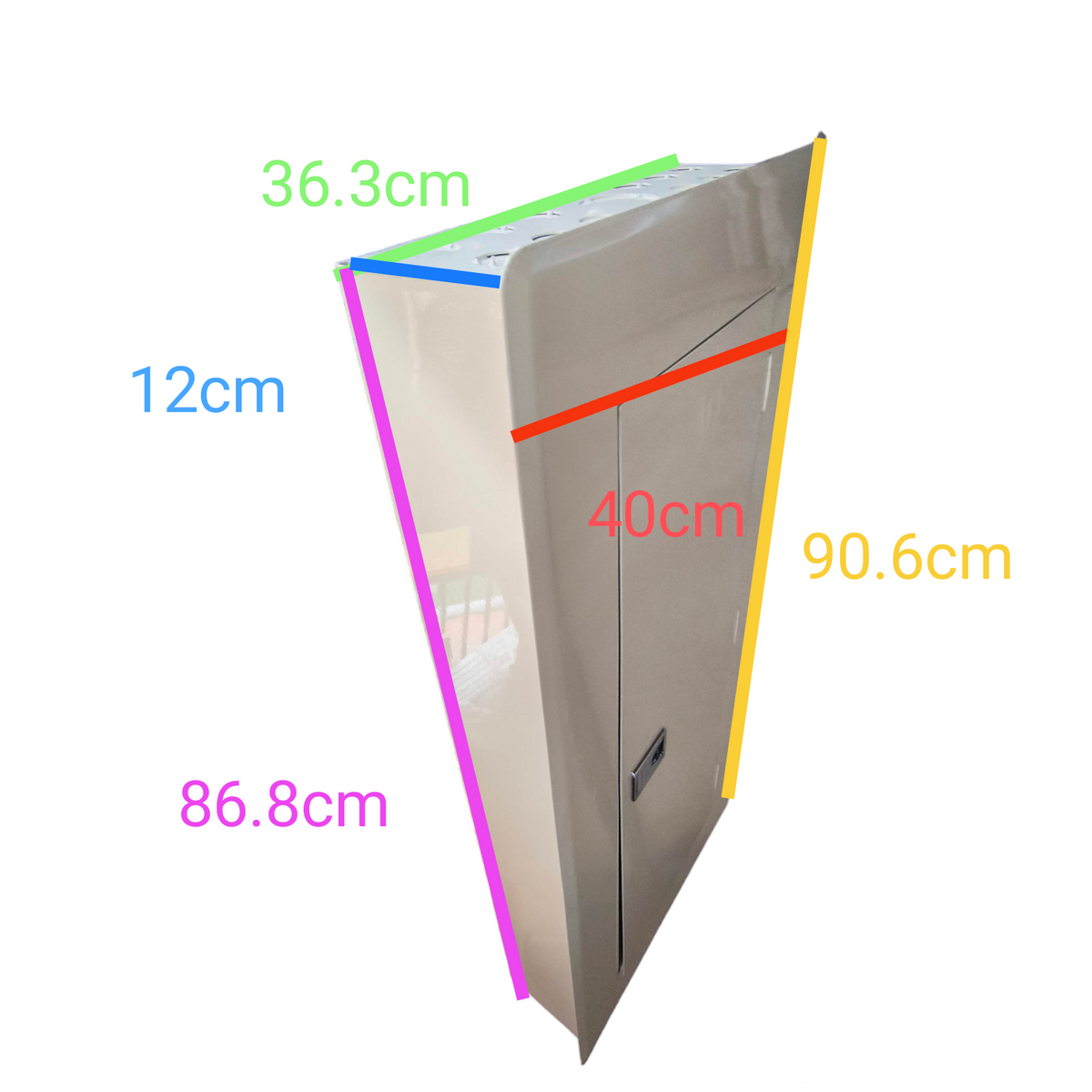 Koten metal electrical enclosure Panel Board 225A 2Pole 250SPS with front door and dimension markings