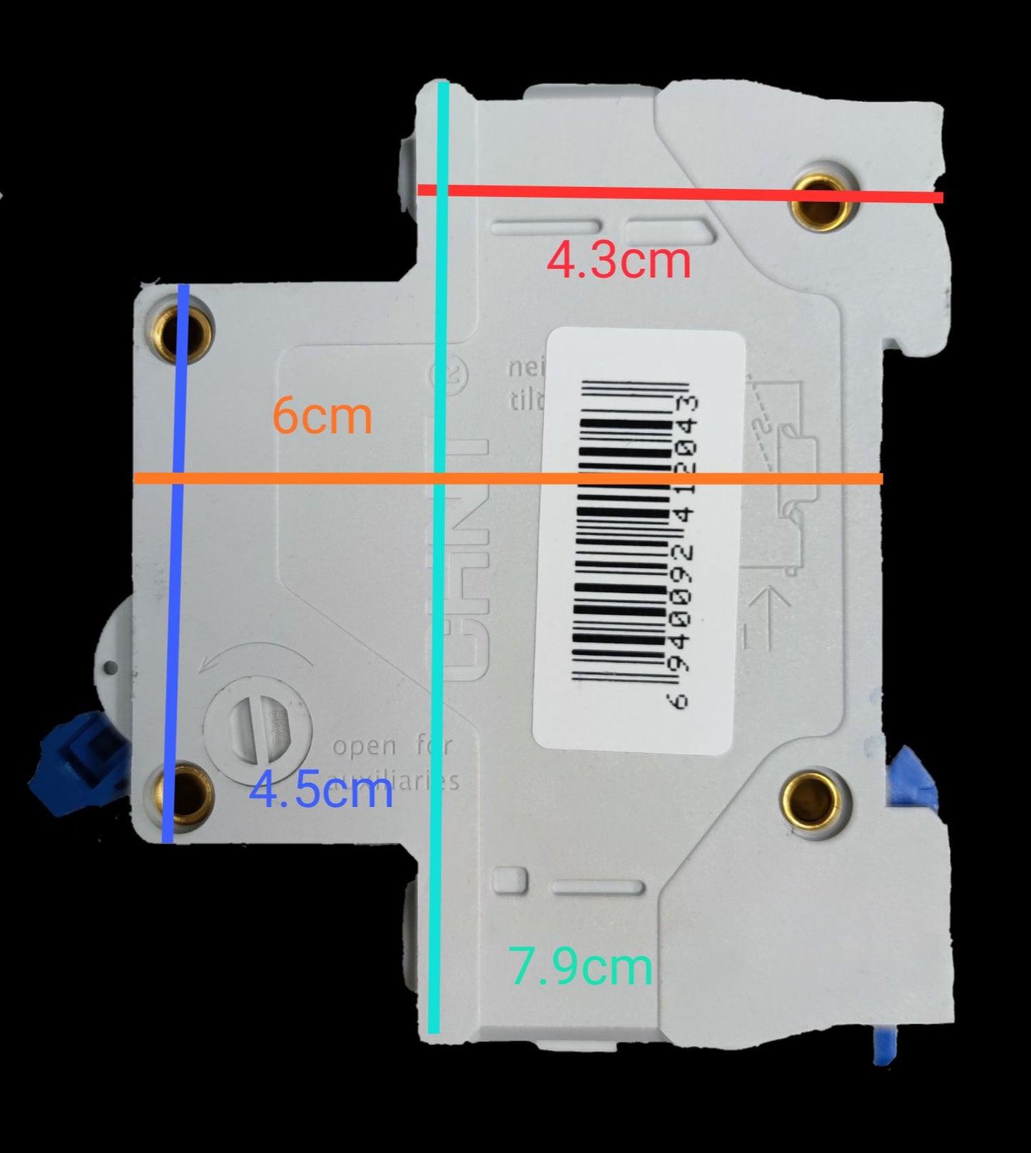 ZwitseRise 32A DC Miniature Circuit Breaker with white casing and barcode label