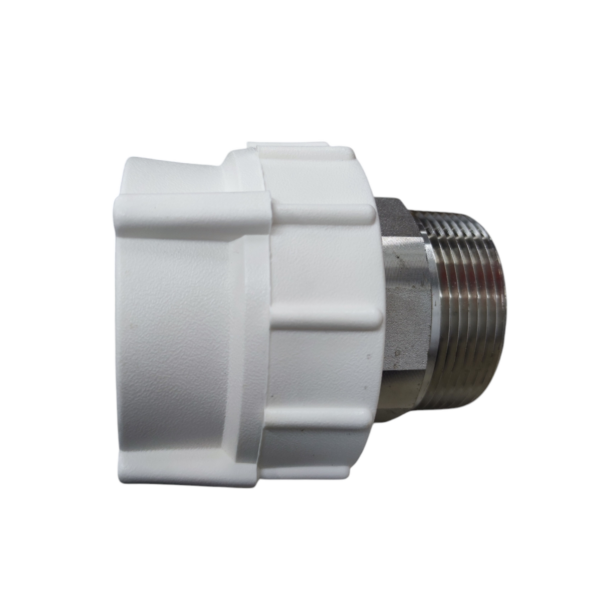 ERA PPR Male Thread Adapter 75mm with white plastic body and metal threaded end for pipes and hoses