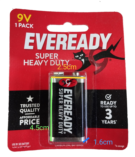 Eveready long-lasting 9V battery online with heavy duty performance, 3 years storage life, and trusted quality