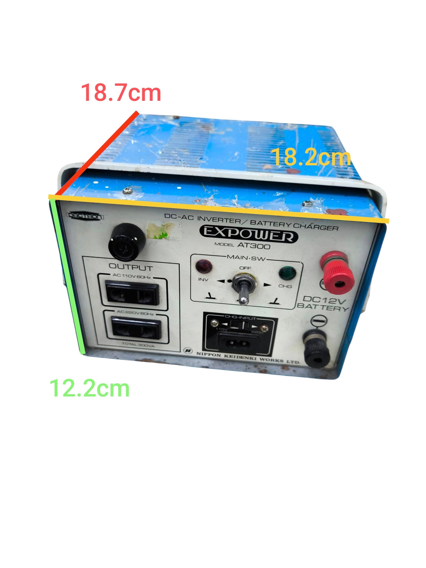 Dectron 300W Inverter and Battery Charger with multiple output sockets and control knobs