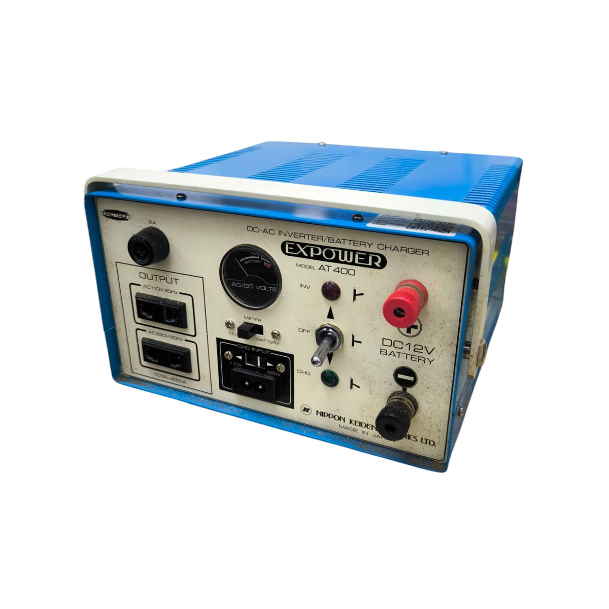 Dectron 400W Inverter and Battery Charger with DC output and control panel in blue casing