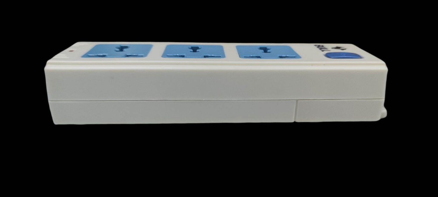 Bull Extension Cord Outlet Universal Type 3 Gang power strip with three universal sockets and white casing