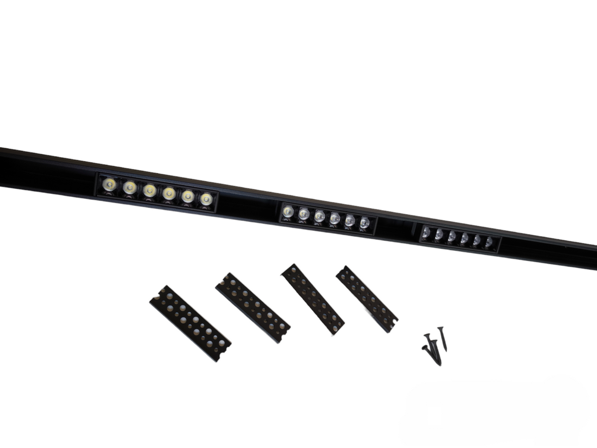 Magnetic Track Light 1 Meter with 3pcs 6W Grille Type Daylight 6500K with 100W Power Supply 220V ( ILLUMIQ TERRA) 50mm Track