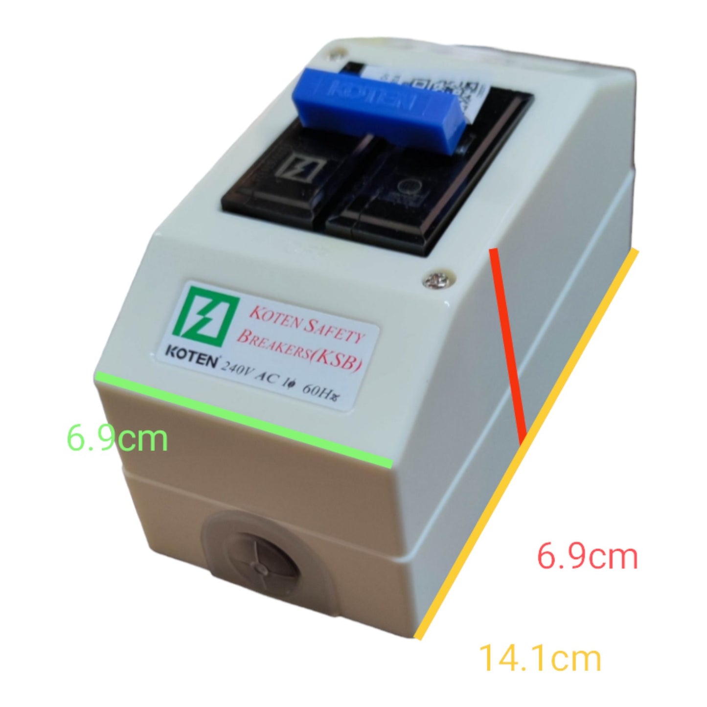 Koten 100A Circuit Breaker with Enclosure 2 Pole Single Phase KSB ECB, PVC enclosure 100A 2pole Circuit Breaker with Housing KSB100A2P