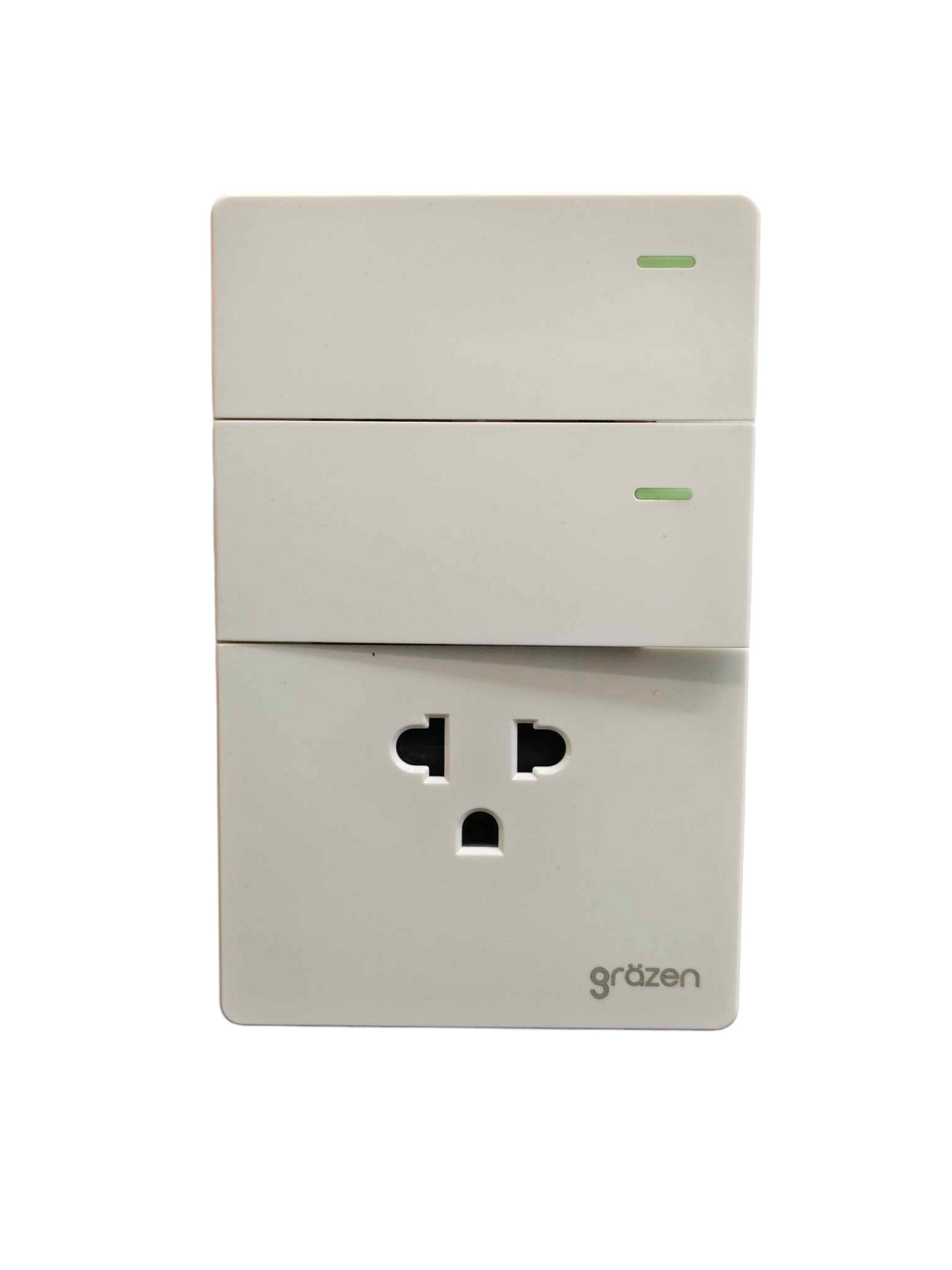 Grazen 2 Gang 1 Way Switch with 1 Gang Universal Outlet with Ground 16A 220V GW-009