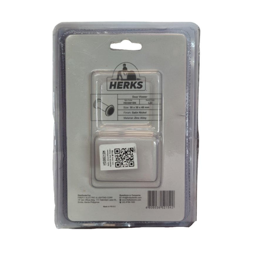 Door Viewer Wide 30 x 30 x 48 mm Satin Nickel, Peek Hole, Door Hole HD3001SN ( Herks) Peep Hole