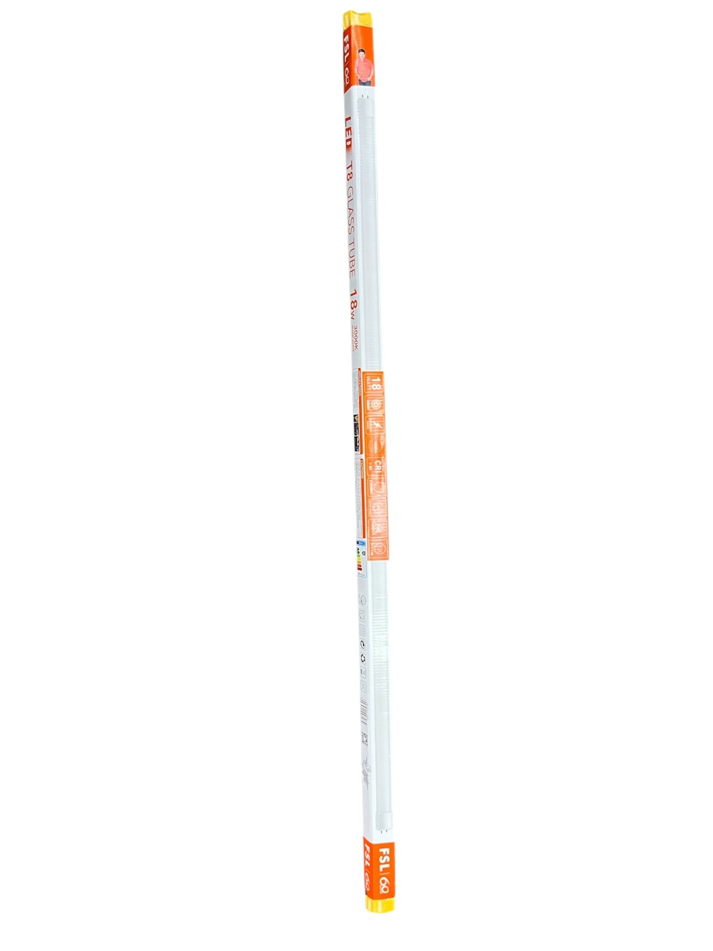 FSL 18W LED Fluorescent Tube T8 1.2M 220V Warm White 3000K Double Ended